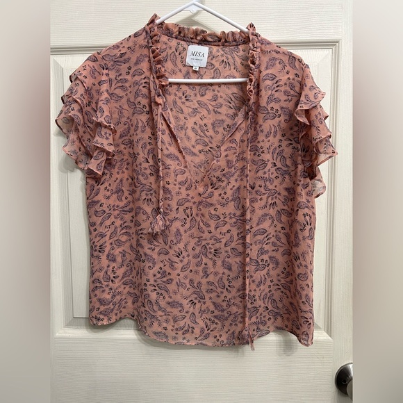 Misa Los Angeles Tops - Misa Los Angeles Maria top in pink paisley chiffon women’s size Medium